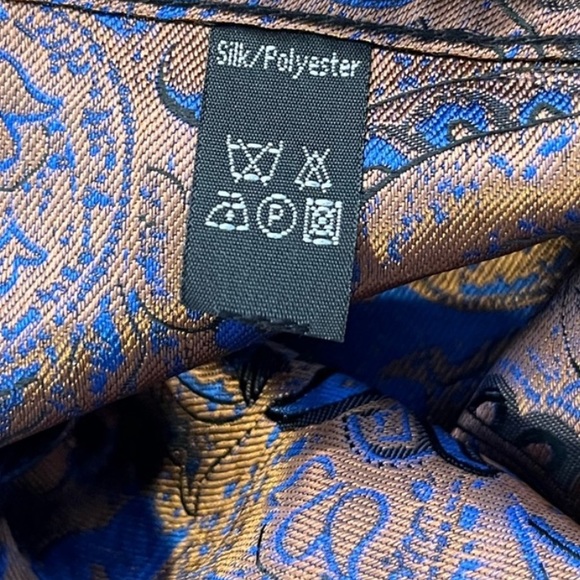 Barry.Wang Men’s Blue & Gold Long Sleeve Silk & Polyester Dress Shirt 4XL - Picture 11 of 11